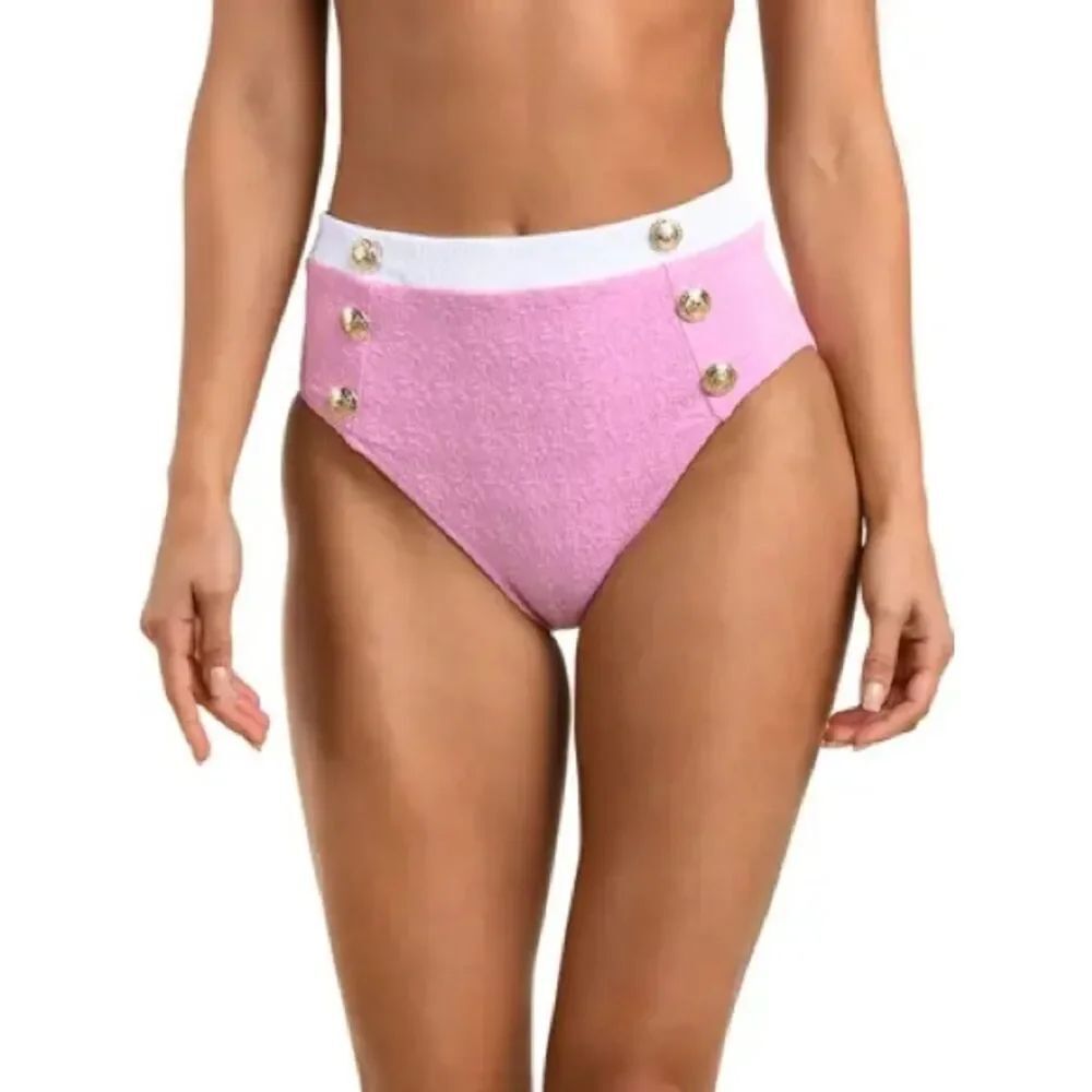 L'AGENCE Vanessa Colorblock High Waist Bikini Bottoms in Blush NWT size small